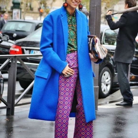 Diane Von Furstenberg Jackets & Blazers - DVF Blue Cocoon Bernice Wool-blend Coat